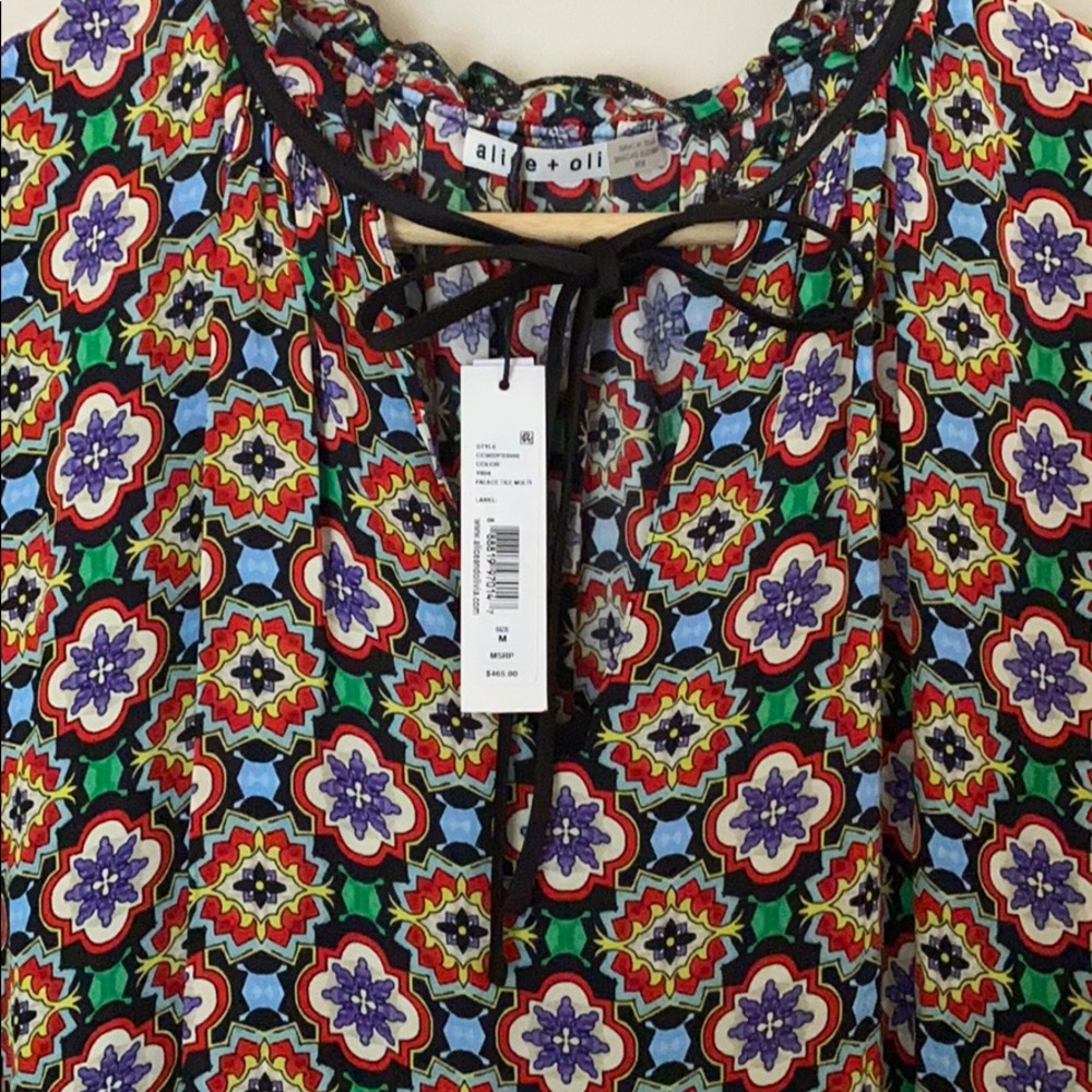 Alice + Olivia Arnette Palace Tile Tiered Tunic Mini Dress Size Medium - Picture 6 of 8